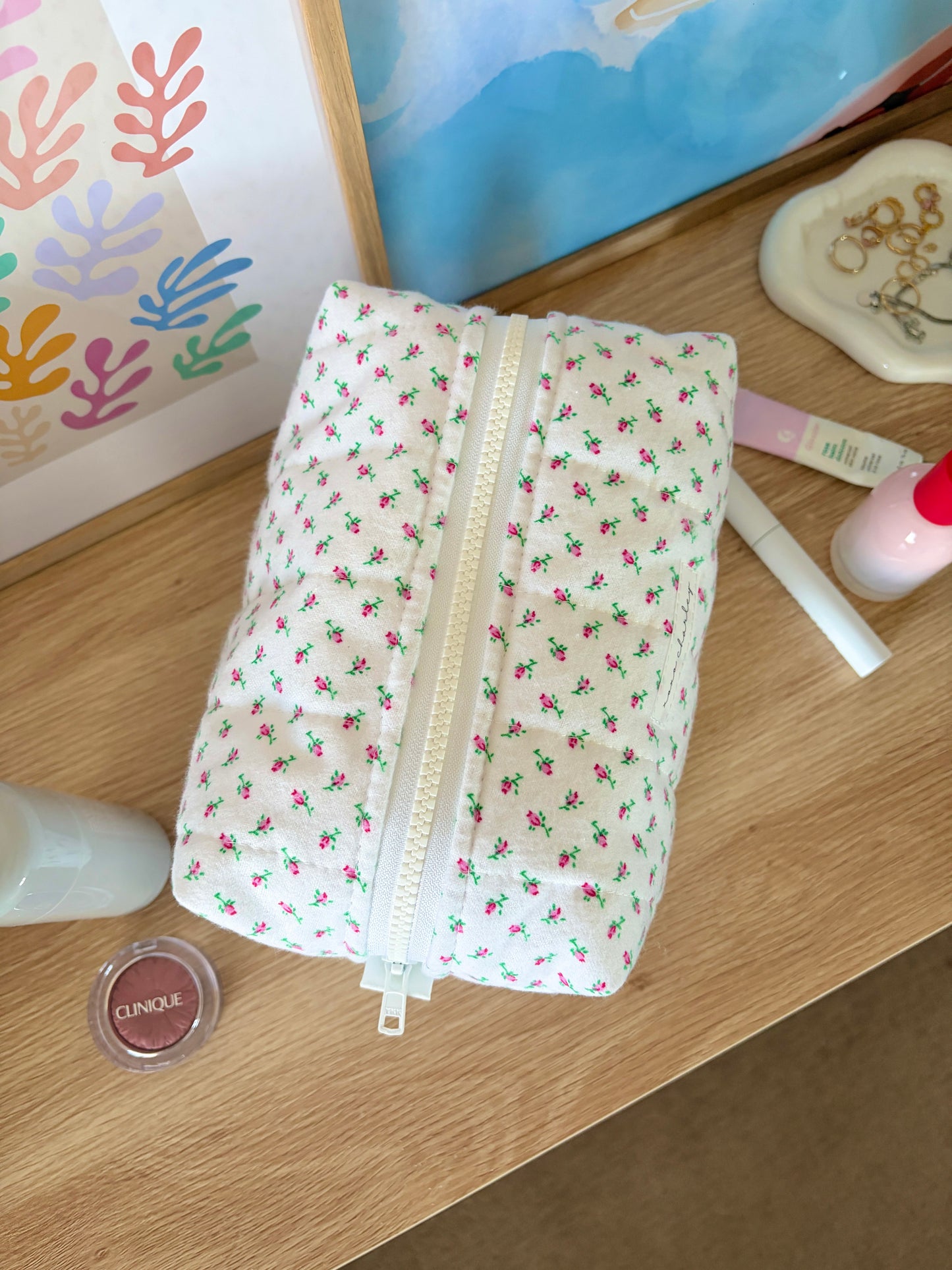 Mini Roses Large Makeup Bag