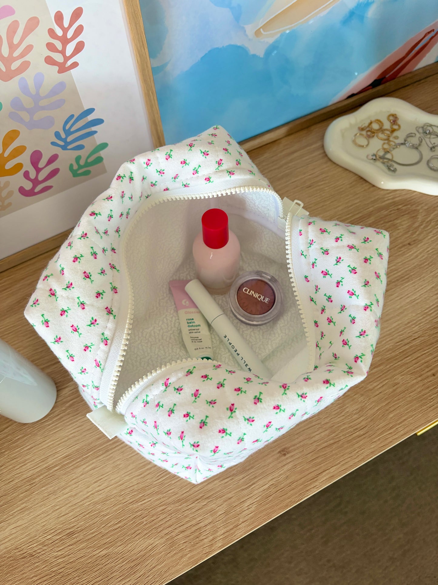 Mini Roses Large Makeup Bag