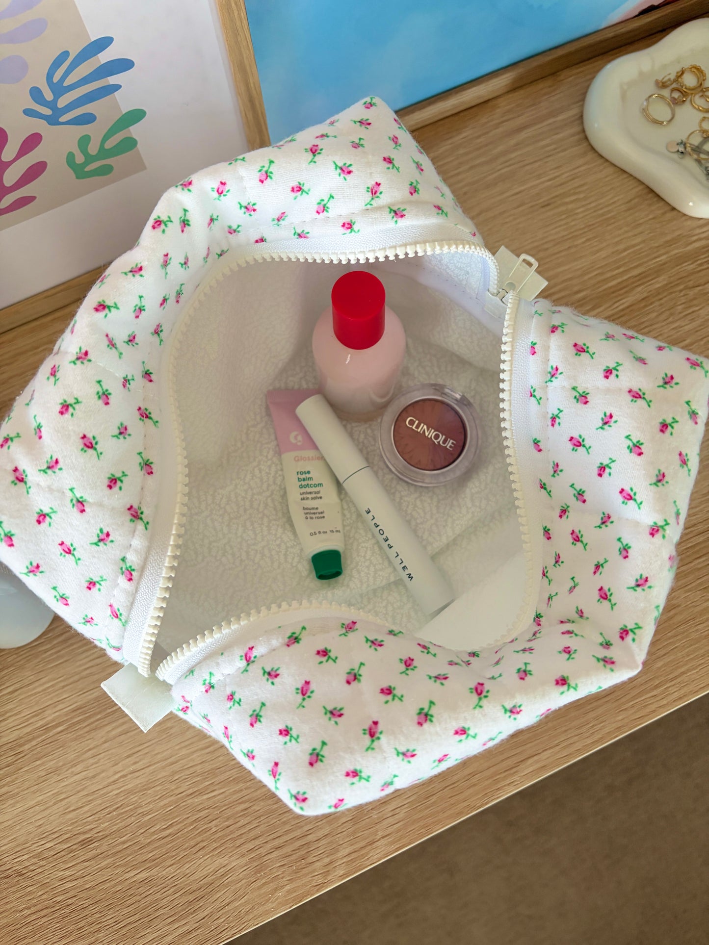 Mini Roses Large Makeup Bag