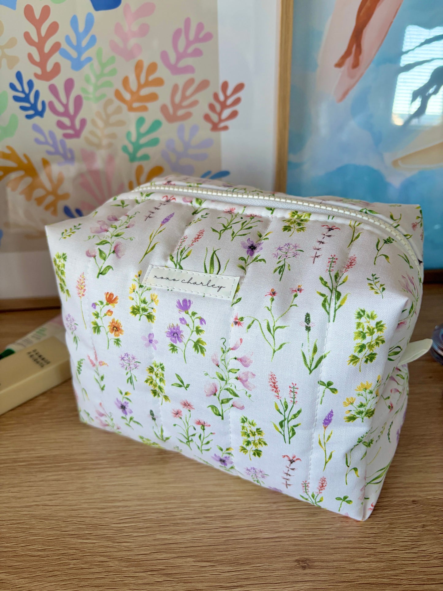 Purple Wildflower Large Makeup Bag
