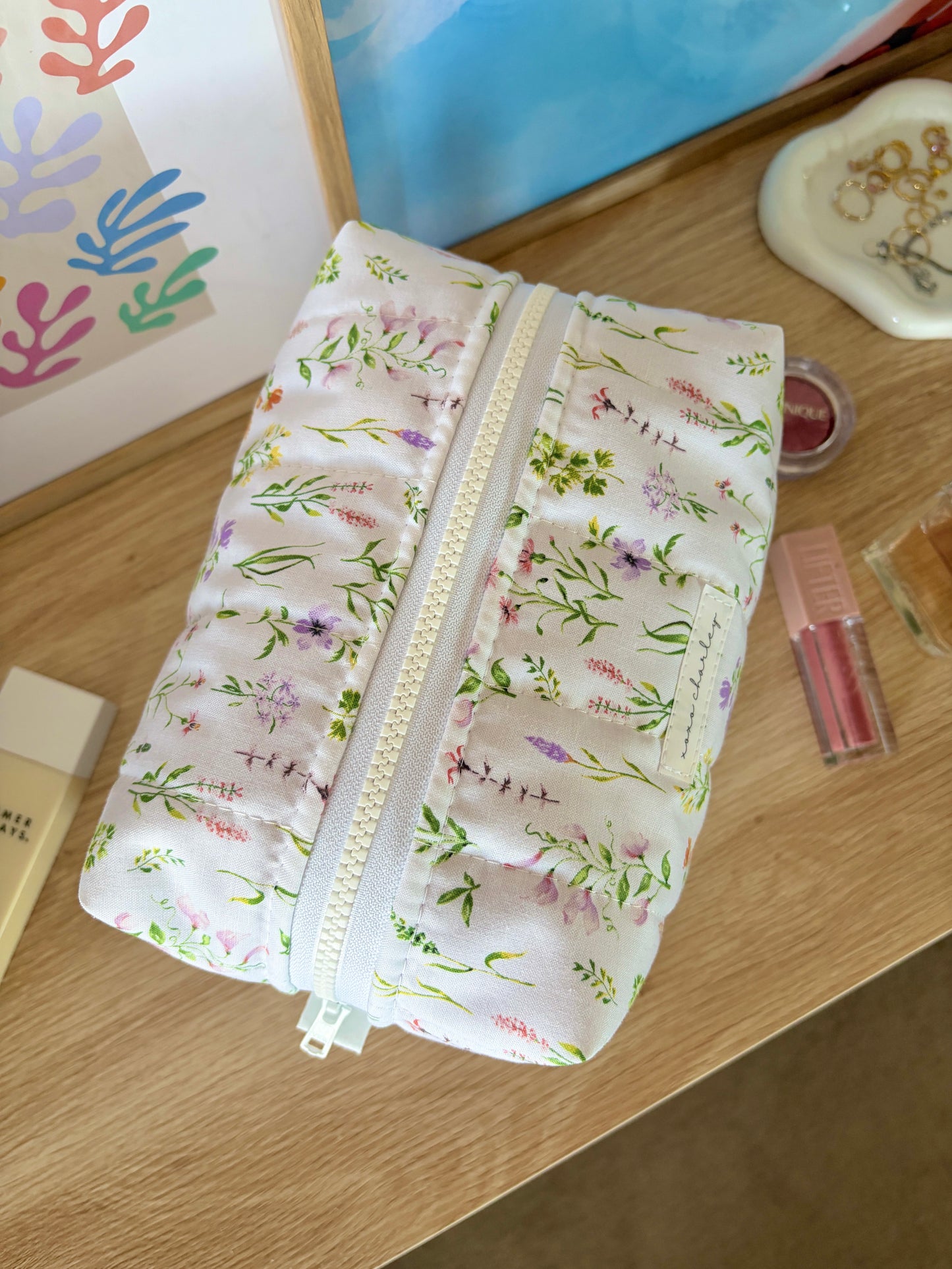 Purple Wildflower Large Makeup Bag