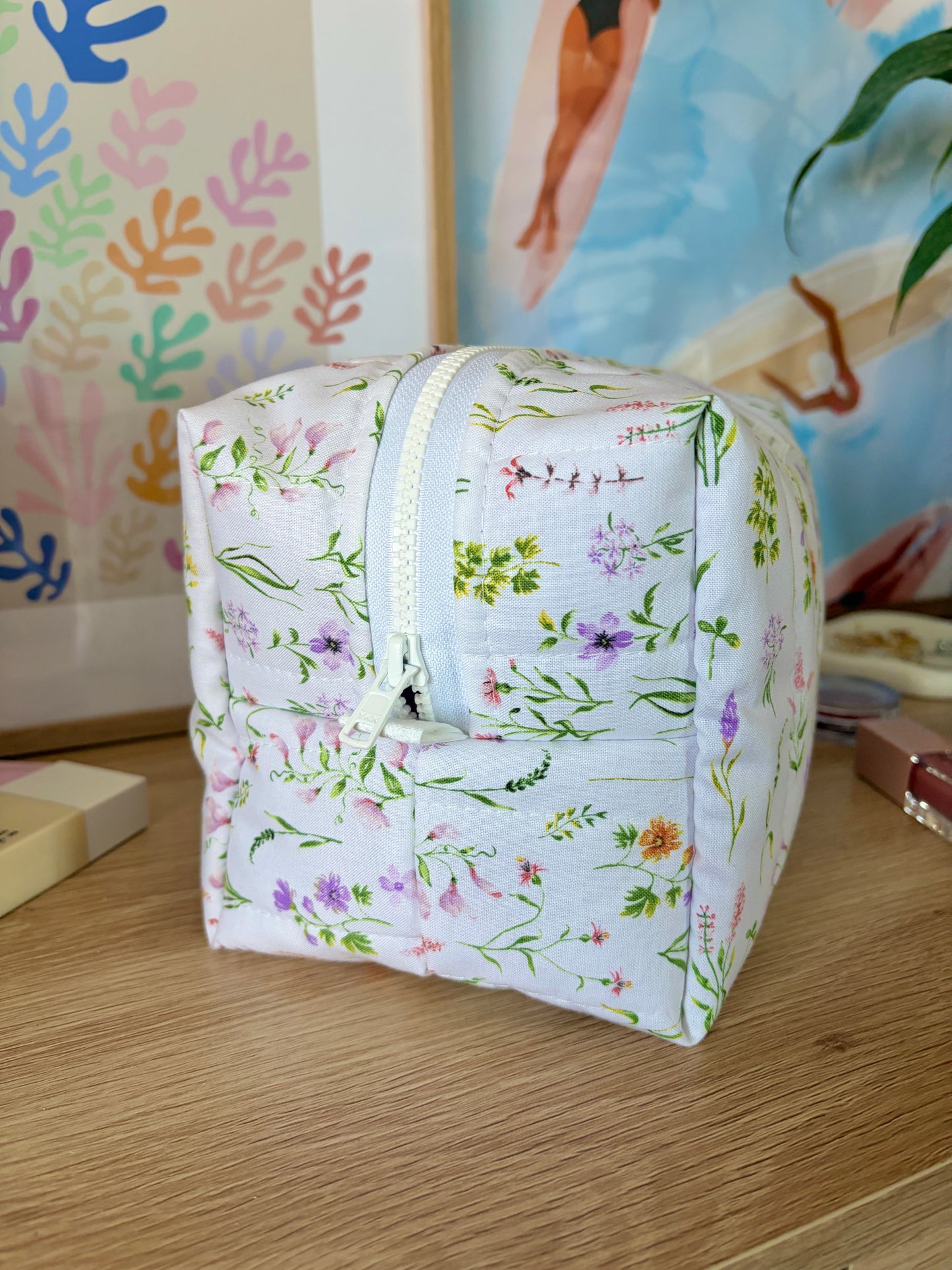 Purple Wildflower Large Makeup Bag
