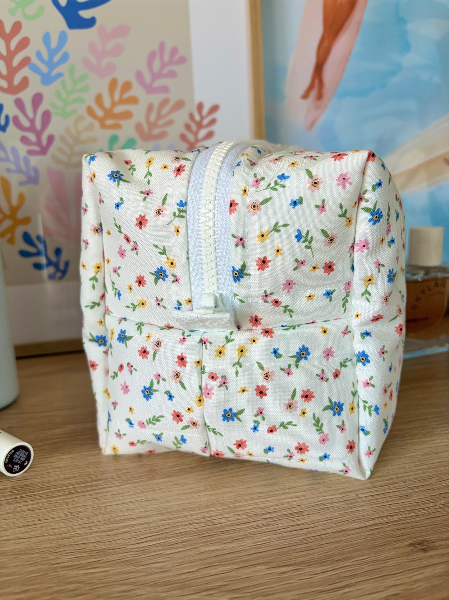 Mini Colorful Flowers Large Makeup Bag