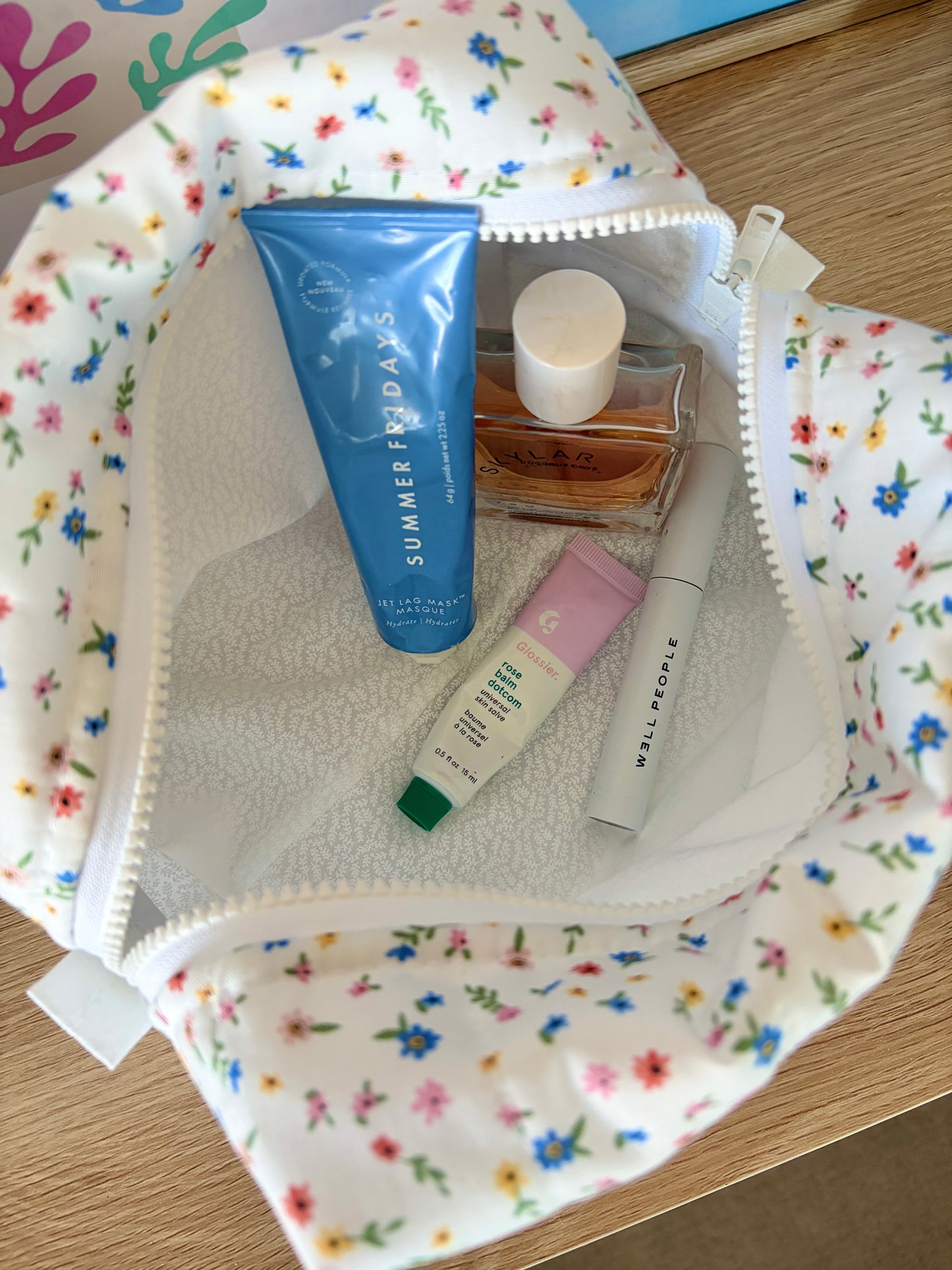 Mini Colorful Flowers Large Makeup Bag
