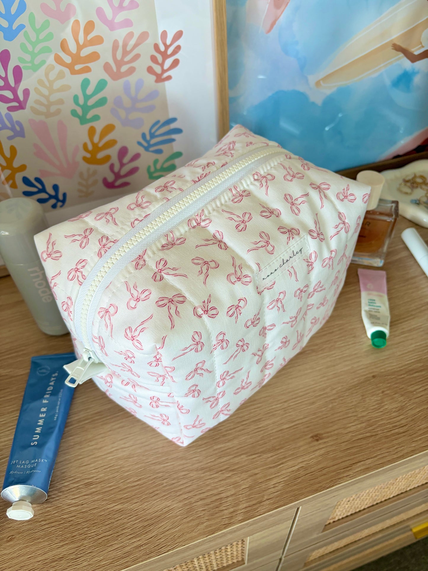Mini Pink Bows Large Makeup Bag