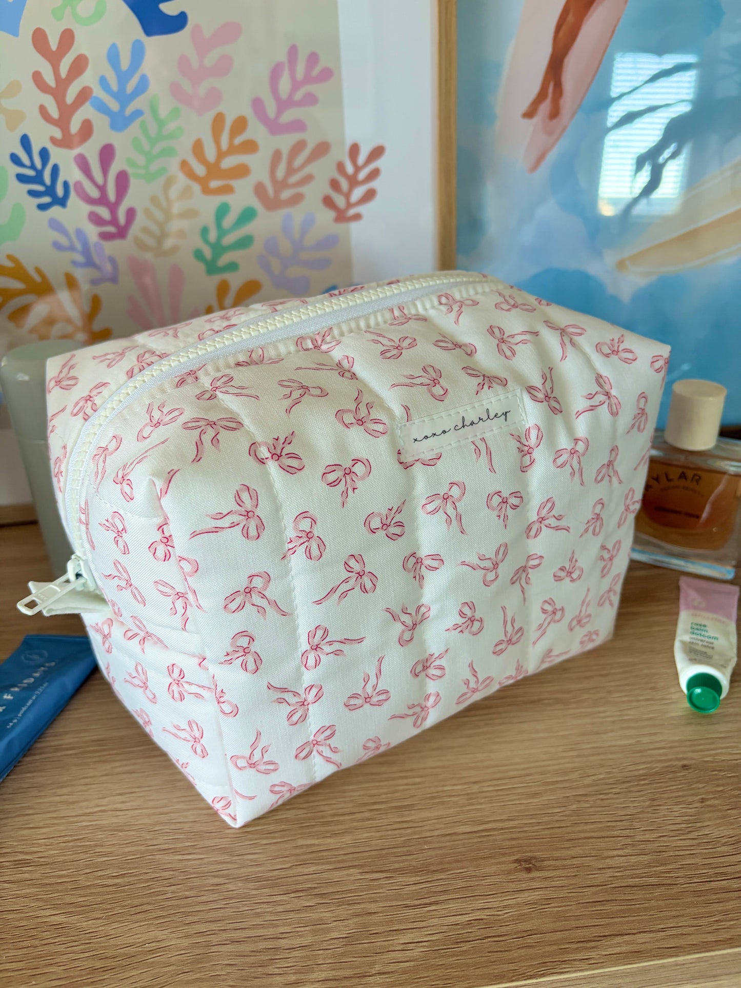 Mini Pink Bows Large Makeup Bag