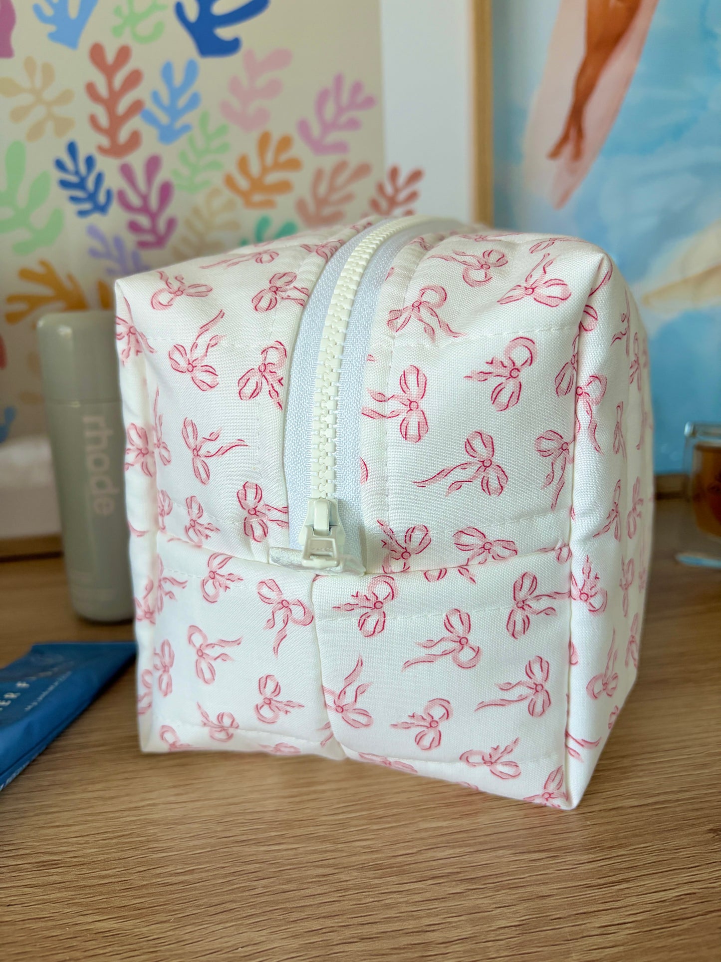 Mini Pink Bows Large Makeup Bag