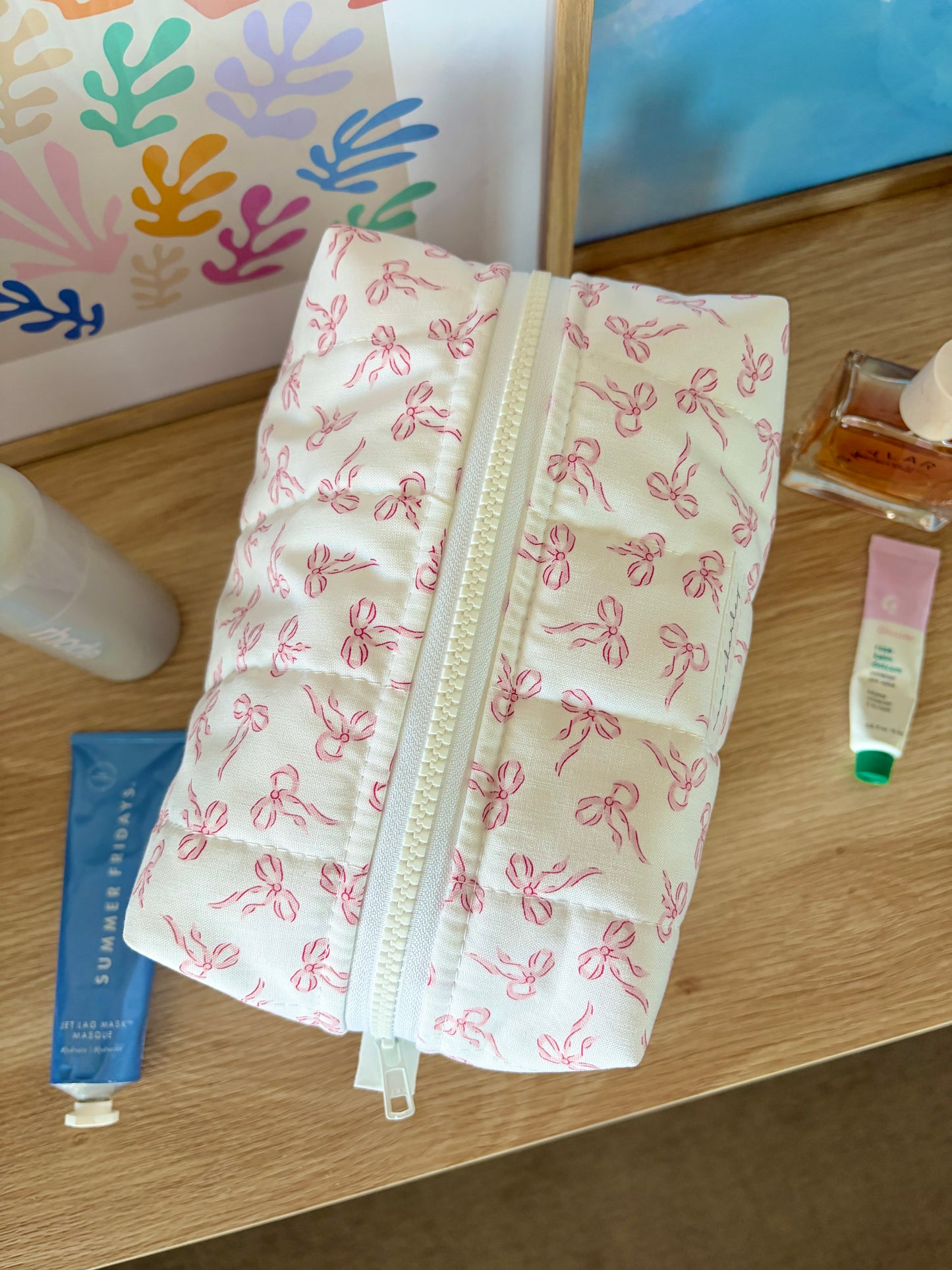 Mini Pink Bows Large Makeup Bag