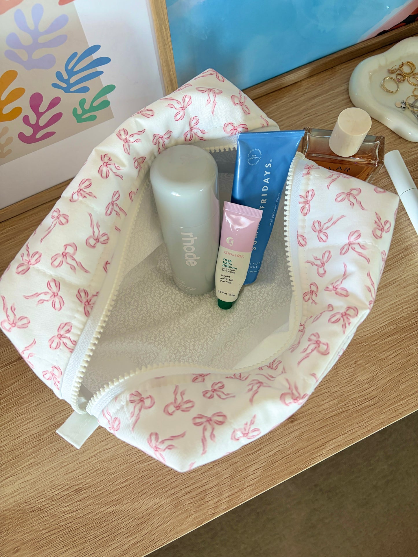 Mini Pink Bows Large Makeup Bag