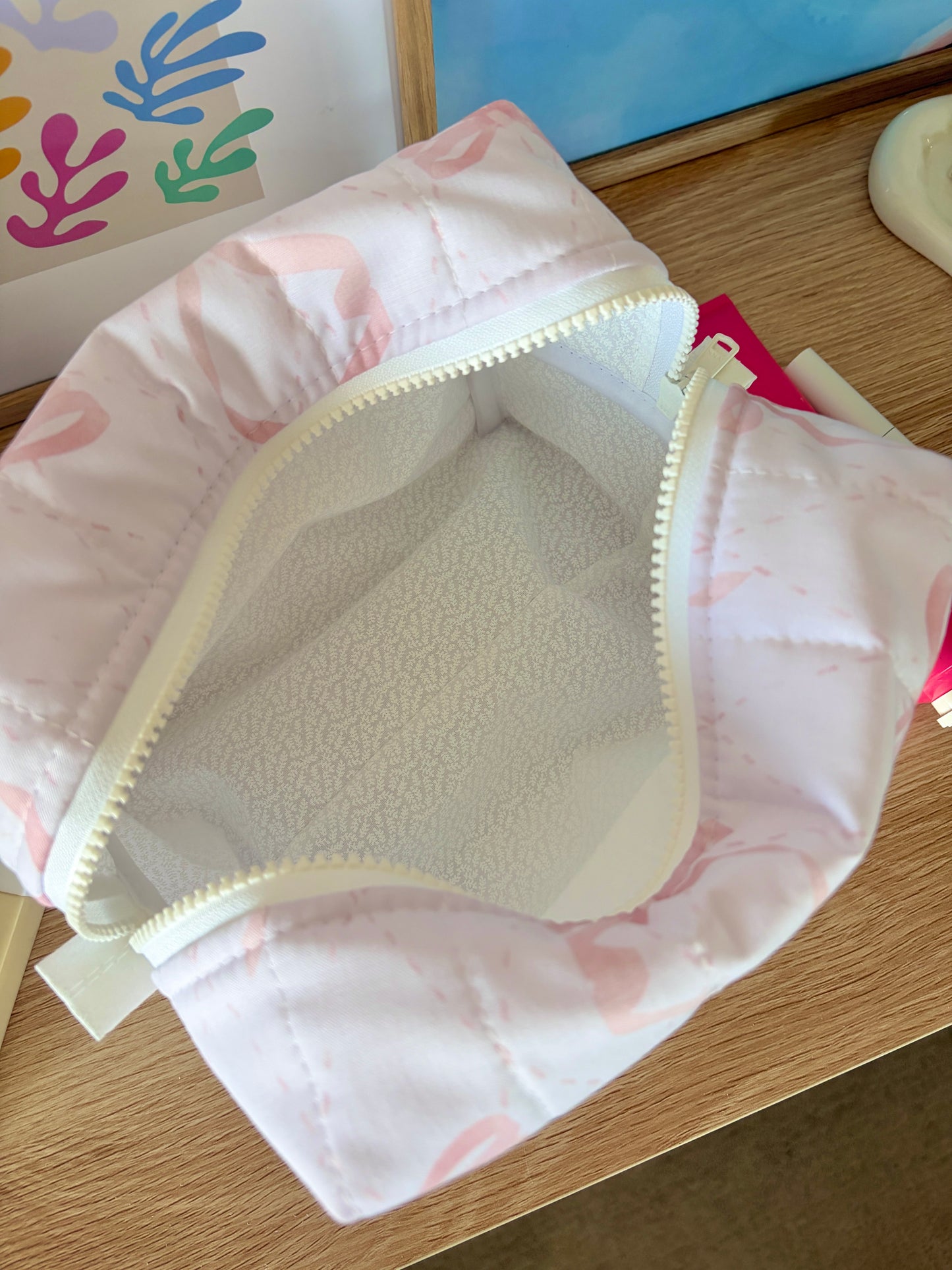 Large Pink Bow Large Makeup Bag