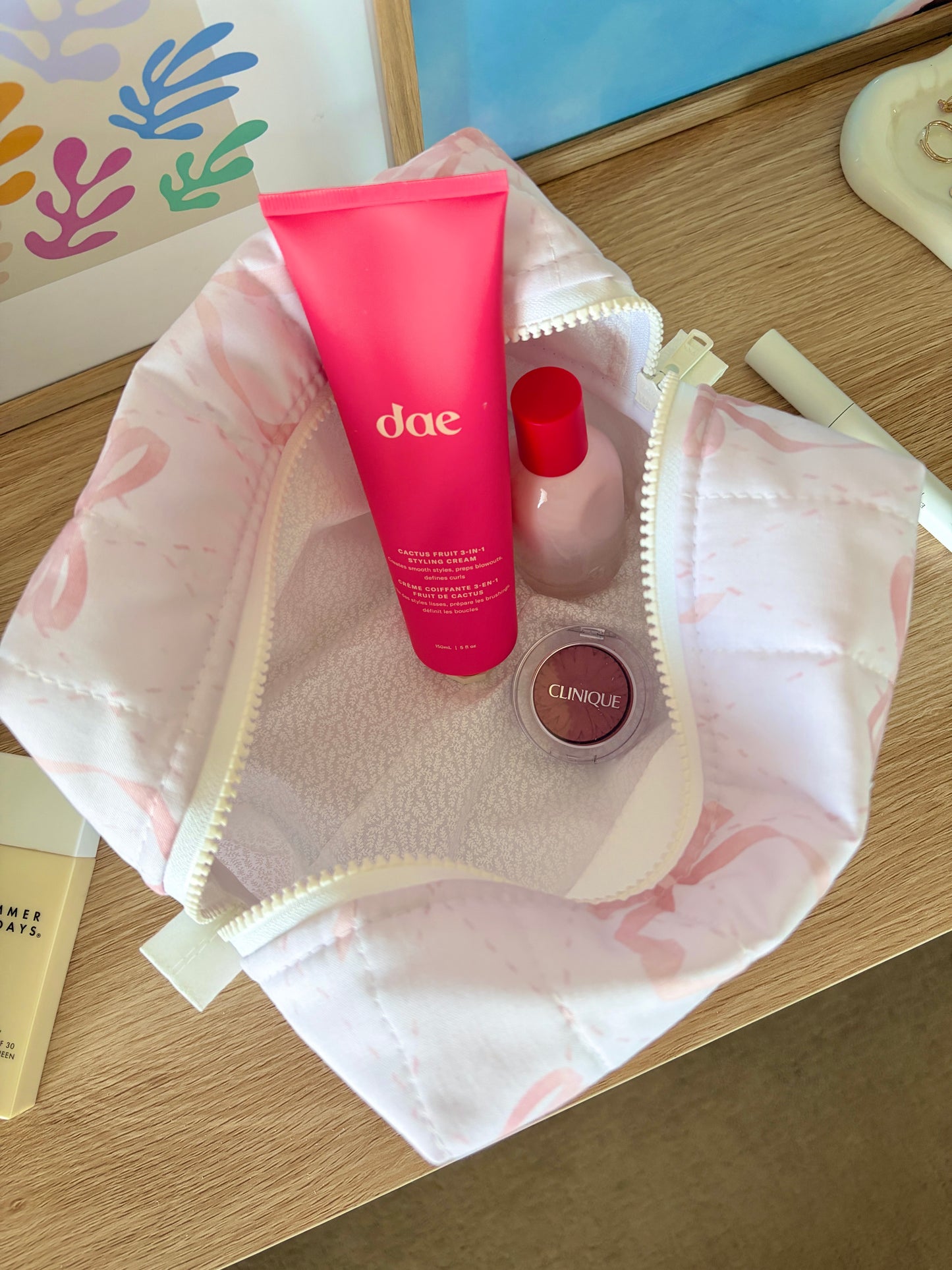 Large Pink Bow Large Makeup Bag