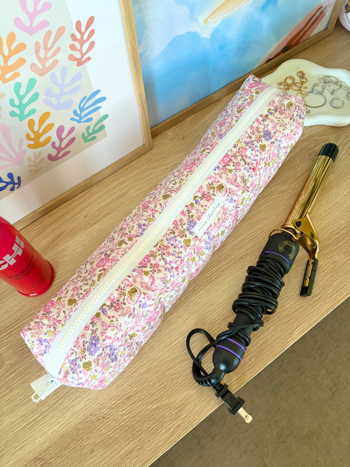 Ditsy Picnic Pink Medium Hair Tools Bag
