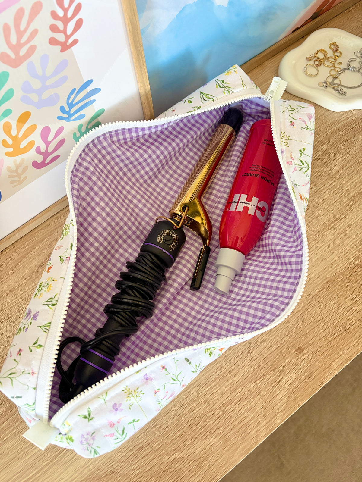 Purple Wildflower Medium Hair Tools Bag