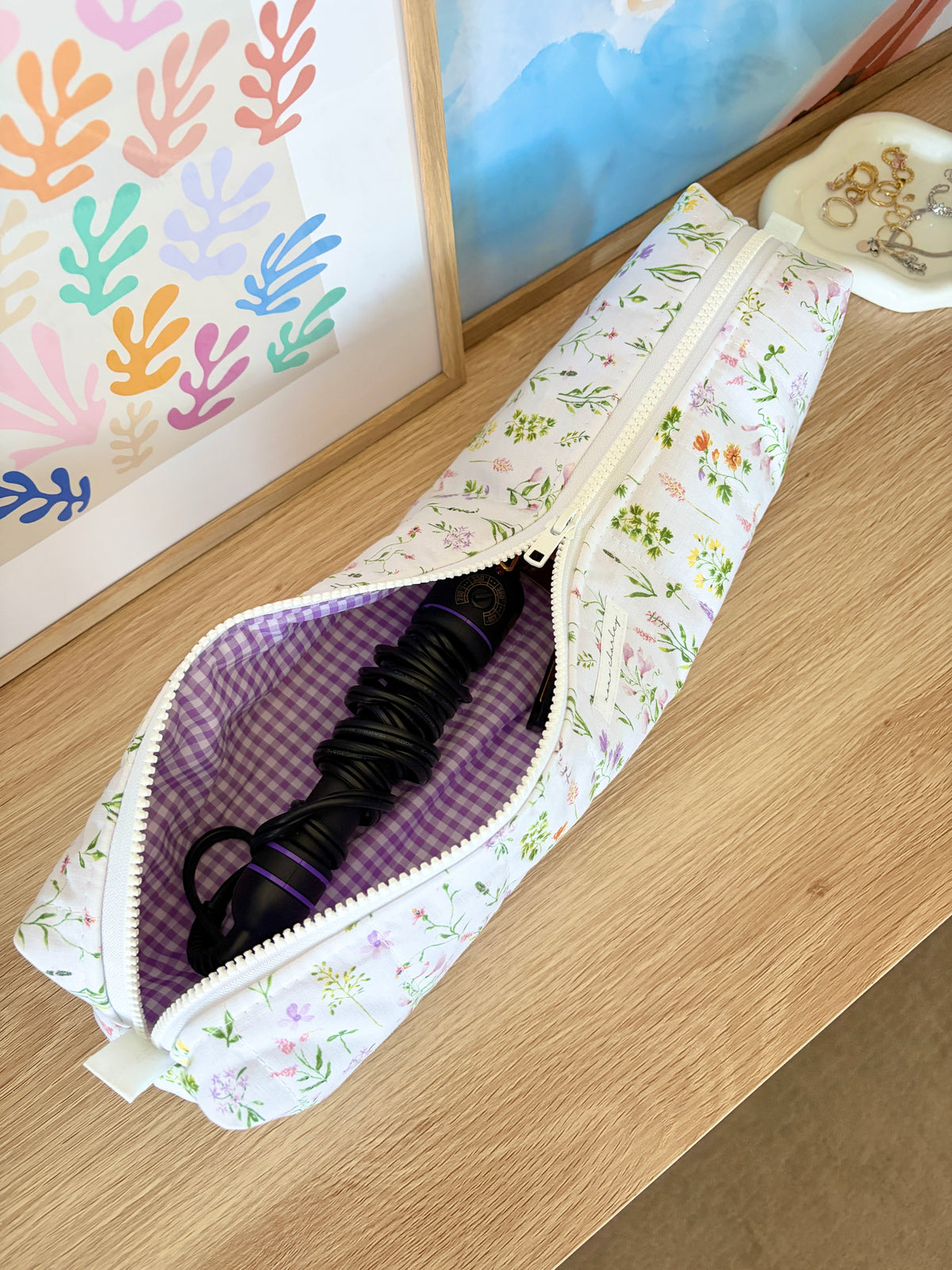 Purple Wildflower Medium Hair Tools Bag