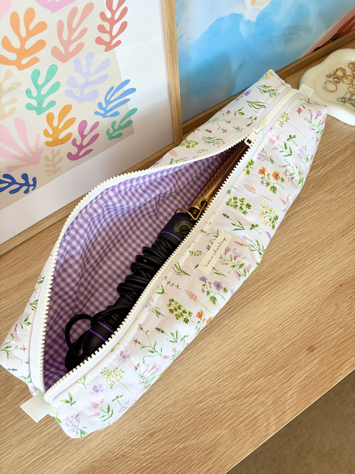 Purple Wildflower Medium Hair Tools Bag