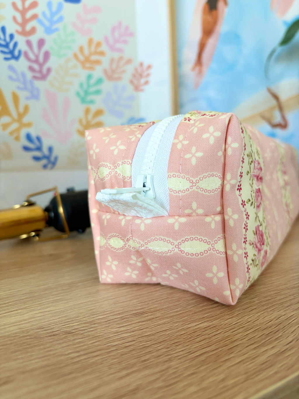 Pink & Yellow Floral Medium Hair Tools Bag