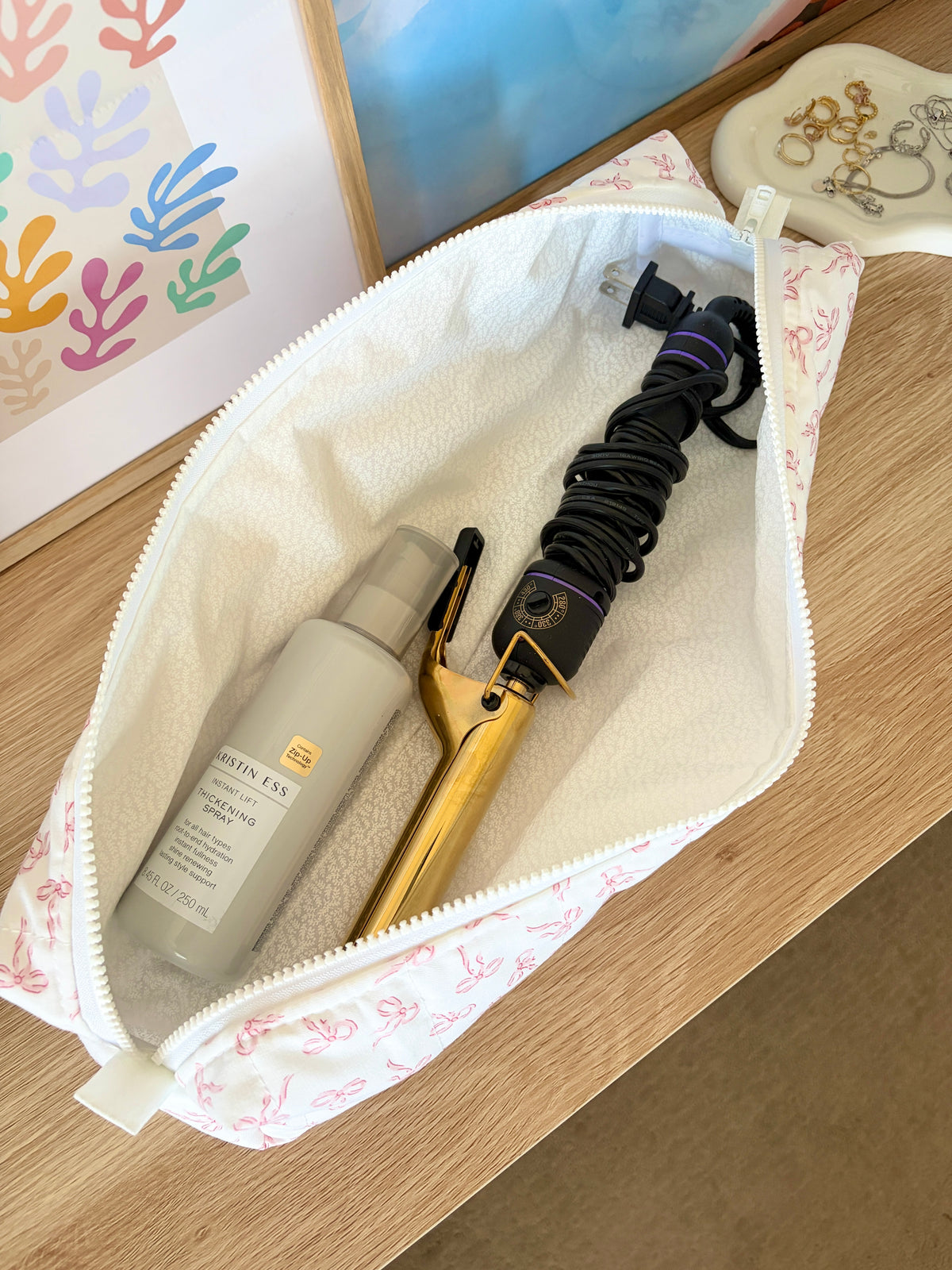 Mini Pink Bows Medium Hair Tools Bag