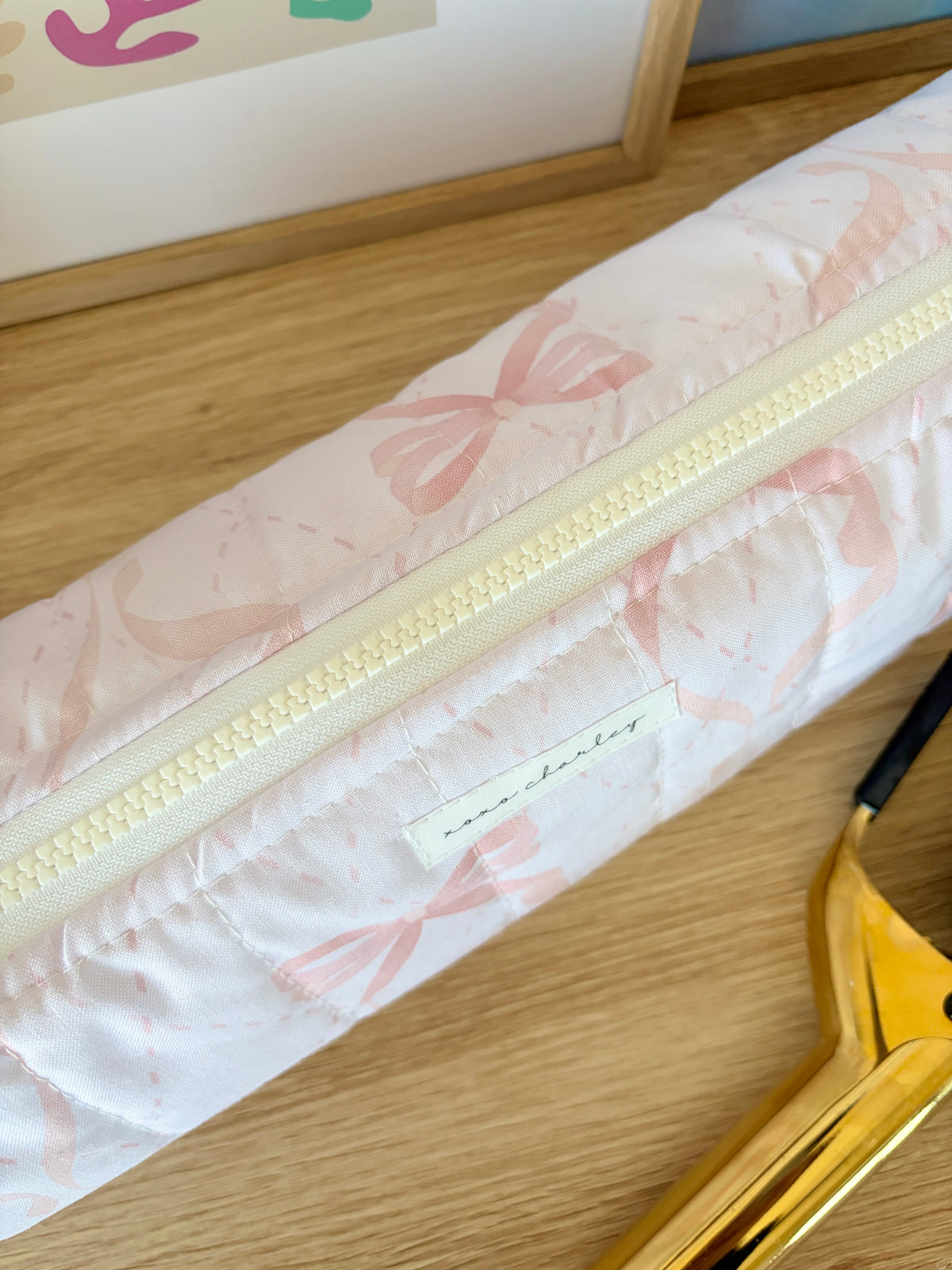 Large Pink Bow Medium Hair Tools Bag