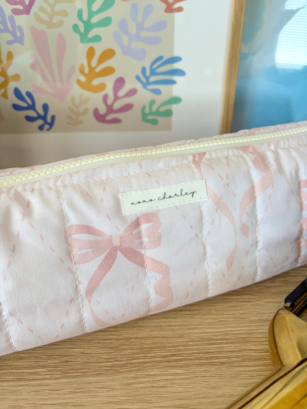 Large Pink Bow Medium Hair Tools Bag