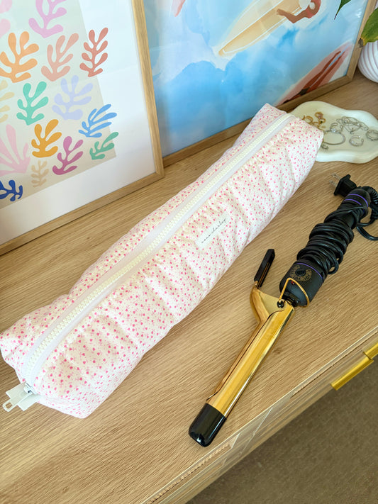 Mini Pink Hearts Medium Hair Tools Bag