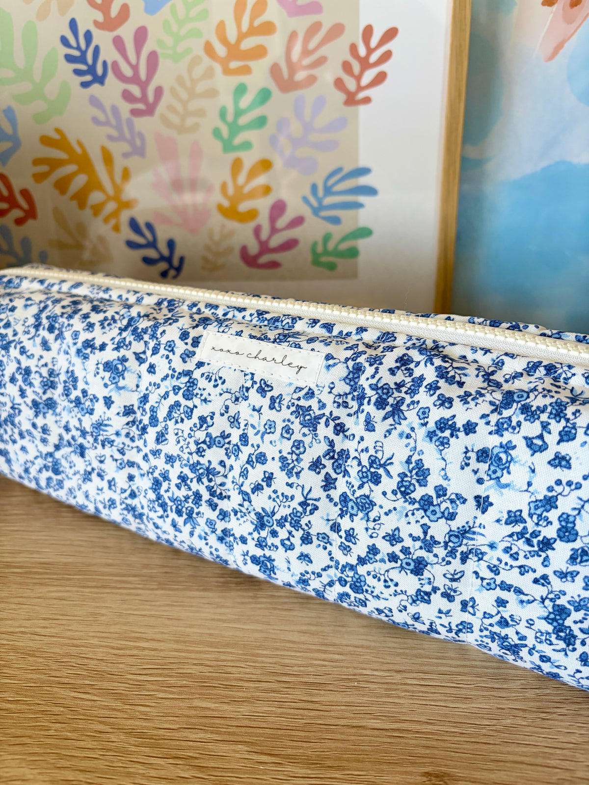 Royal Blue Floral Medium Hair Tools Bag