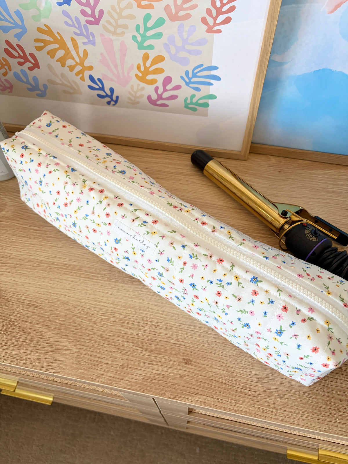 Mini Colorful Flowers Medium Hair Tools Bag