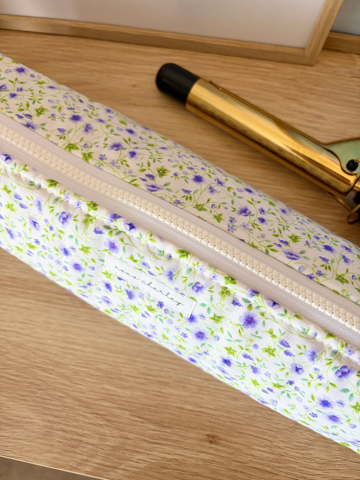 Purple Floral Medium Hair Tools Bag