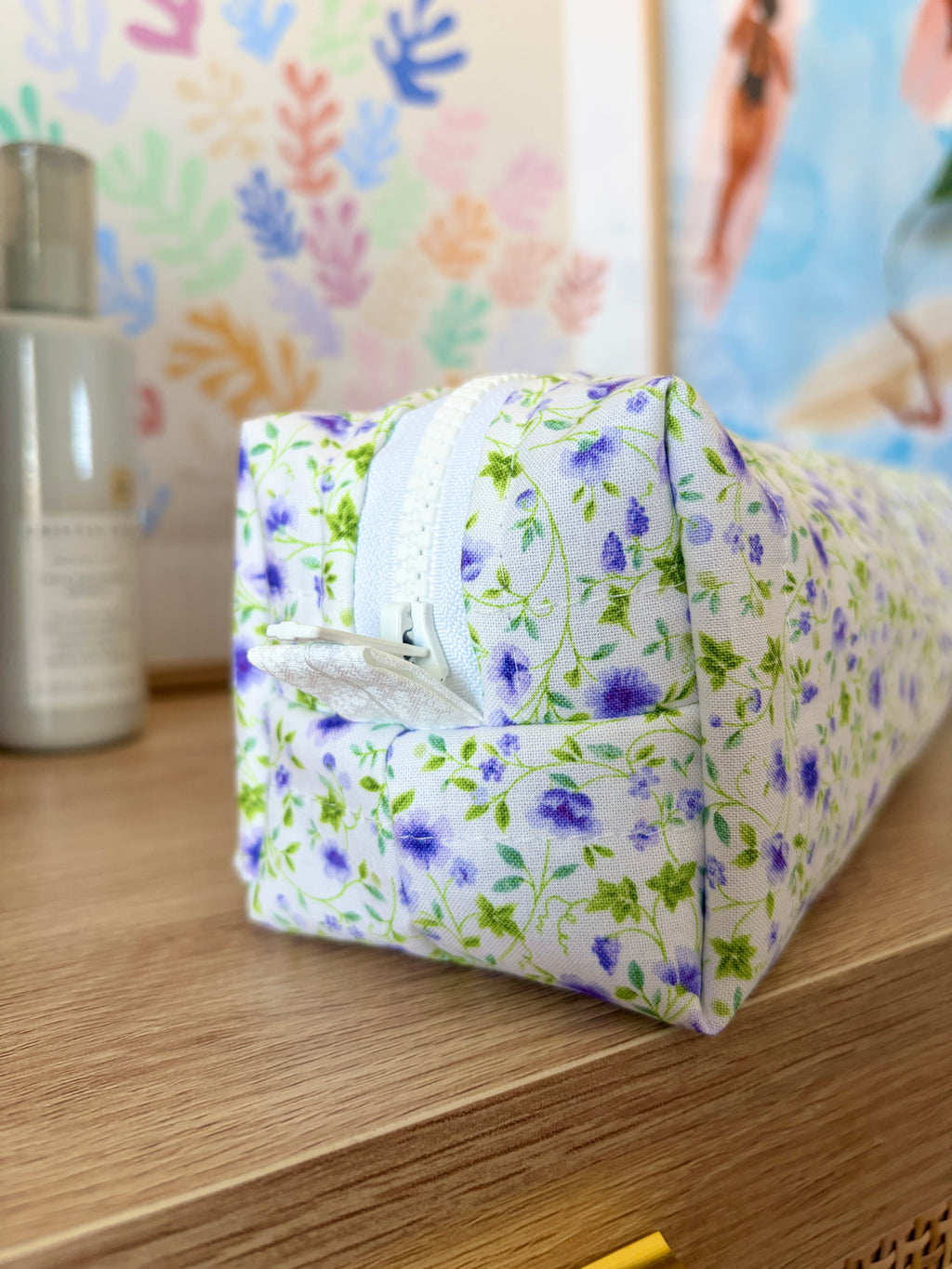 Purple Floral Medium Hair Tools Bag