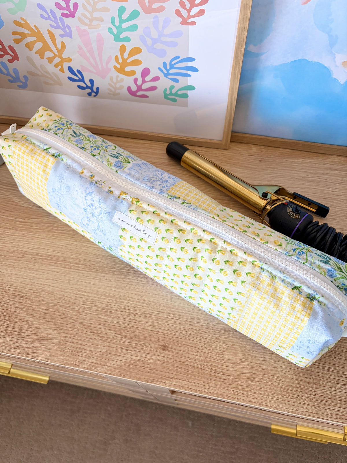 Green Patchwork Medium Hair Tools Bag