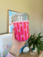 Small Pink Stripe Bow Cup Coozie