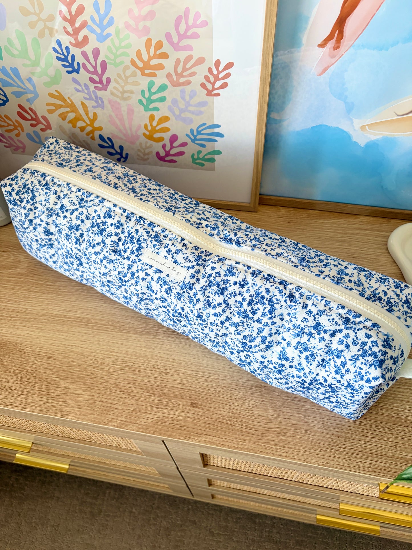 Royal Blue Floral Large Hair Tools Bag