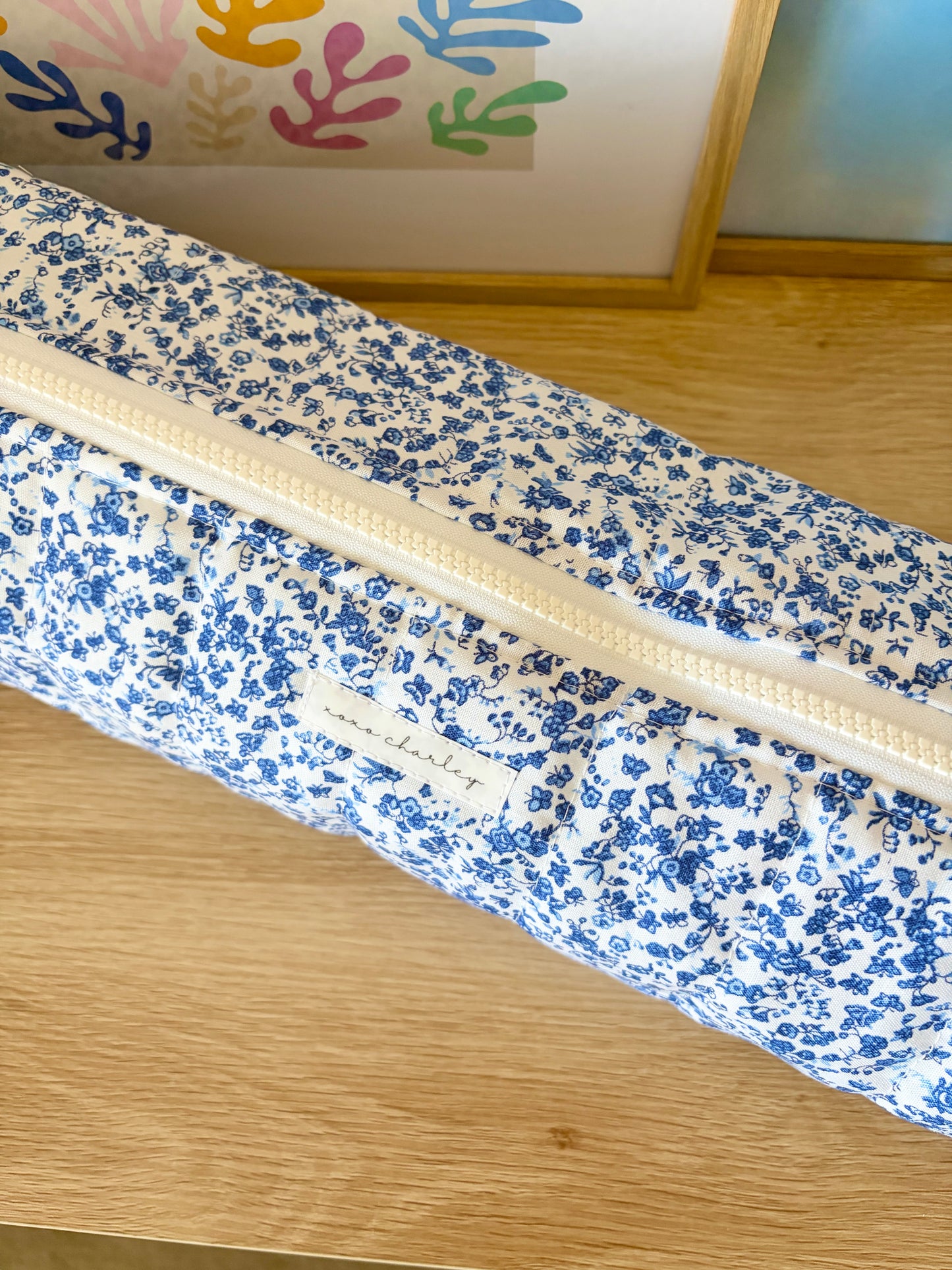 Royal Blue Floral Large Hair Tools Bag
