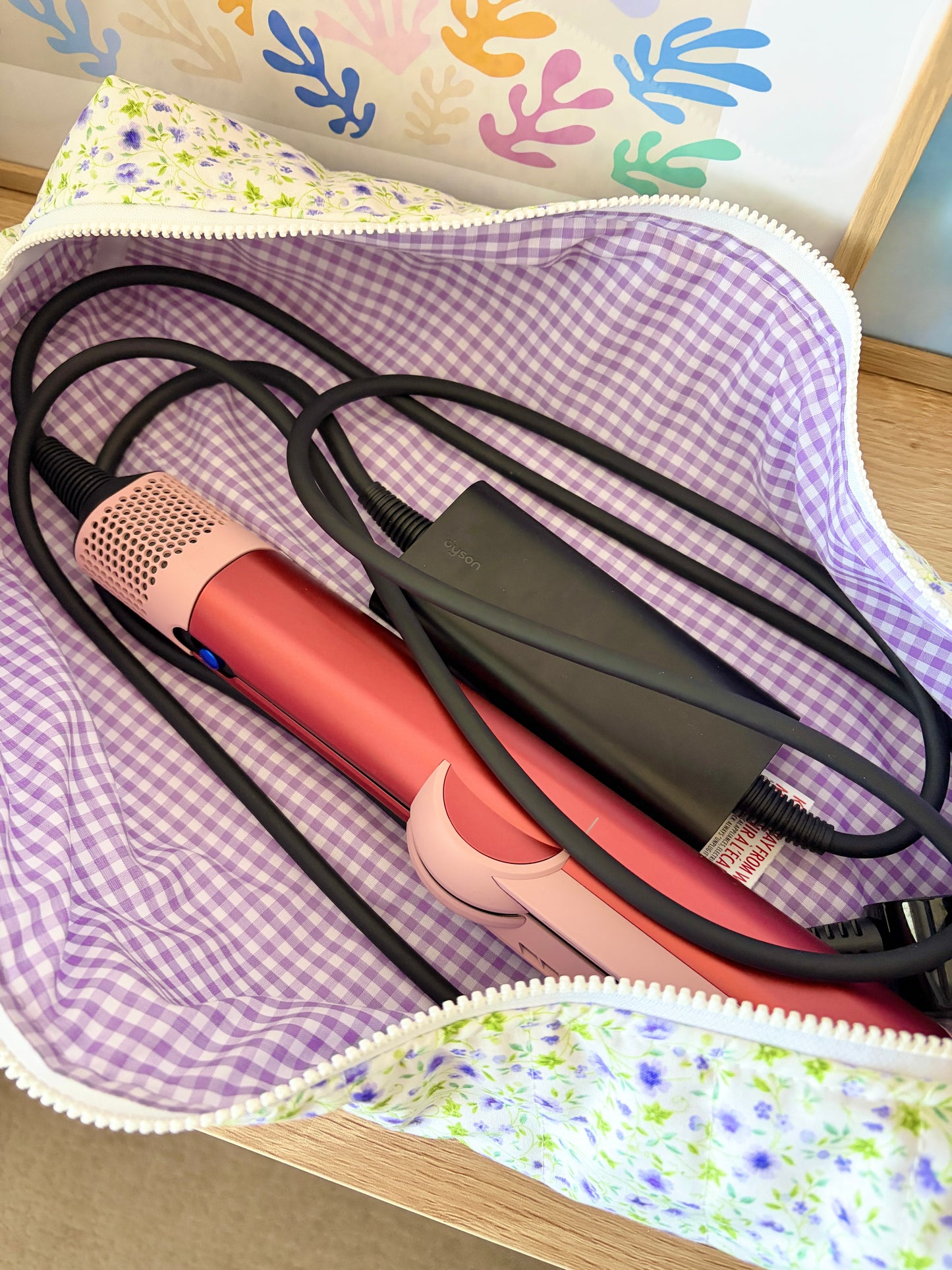 Purple Floral Large Hair Tools Bag