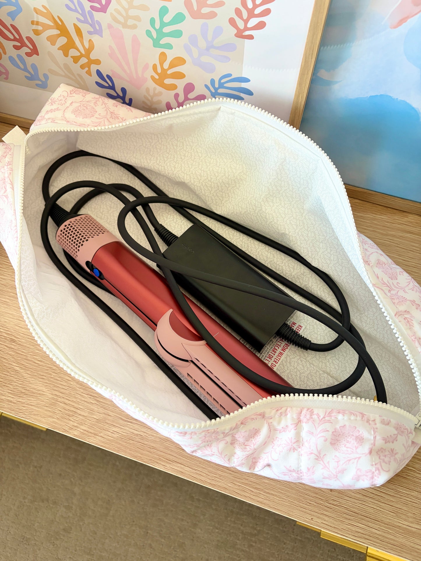 Vintage Pink Large Hair Tools Bag
