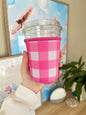 Small Pink Gingham Cup Coozie