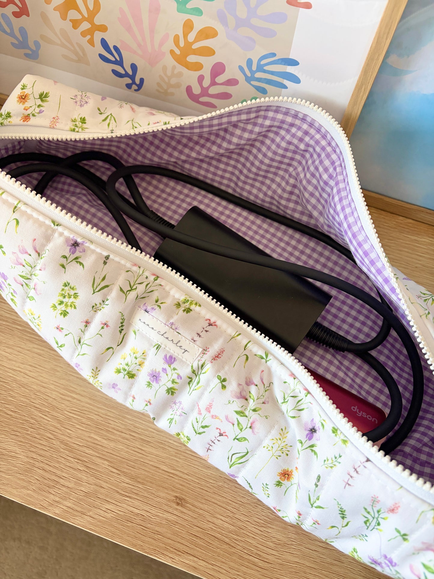 Purple Wildflower Large Hair Tools Bag