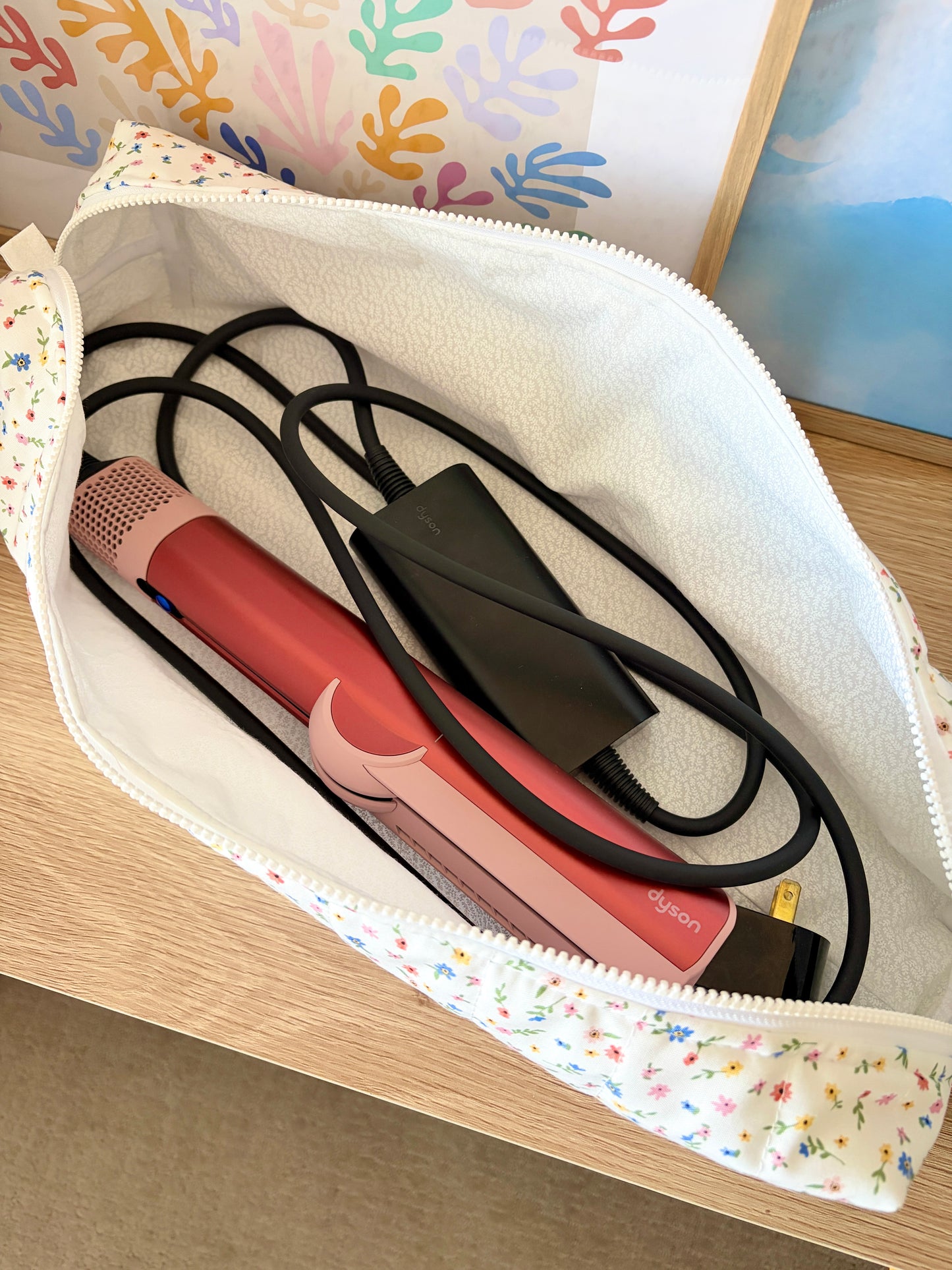 Mini Colorful Flowers Large Hair Tools Bag