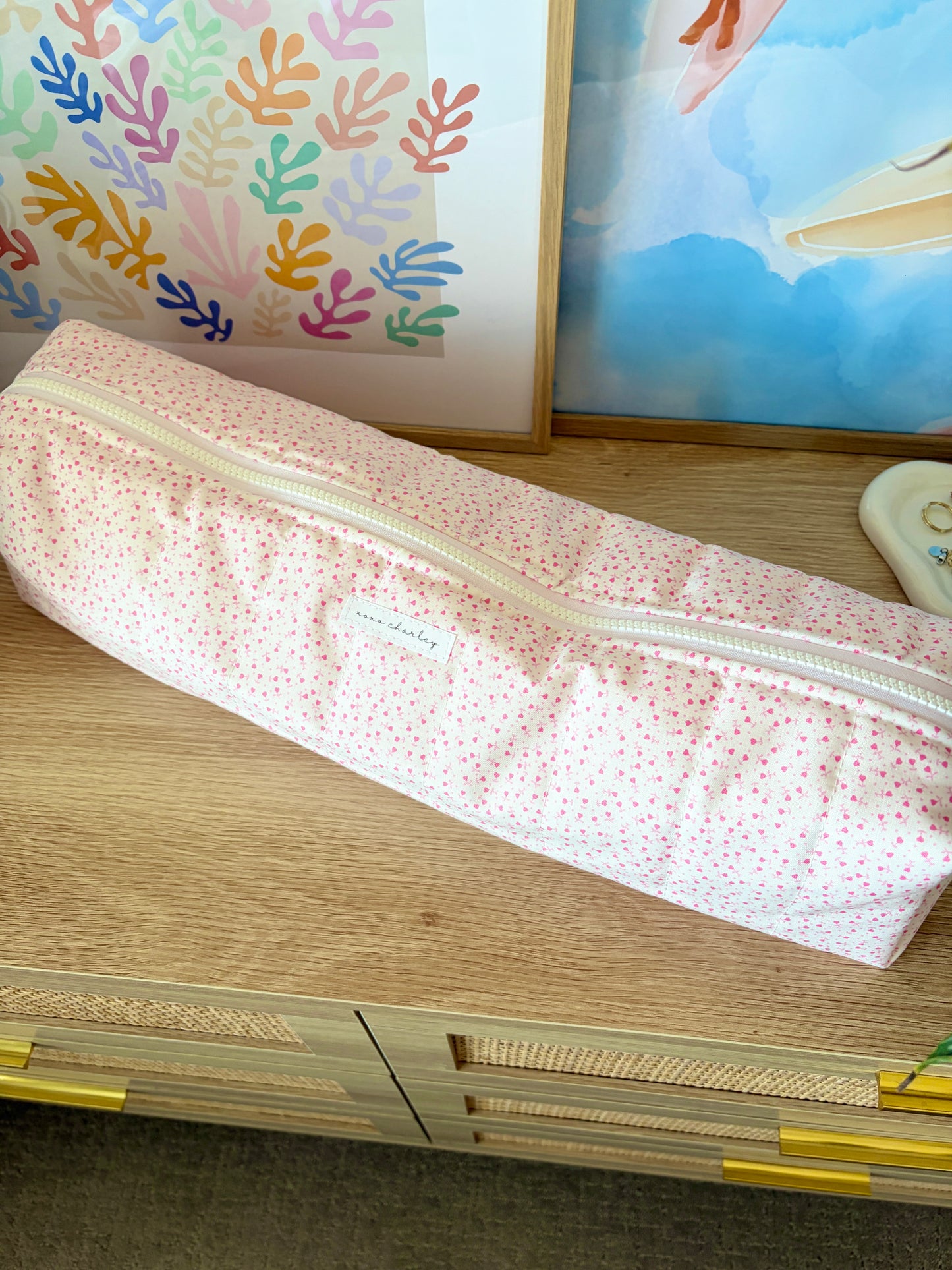 Tiny Pink Hearts Large Hair Tools Bag