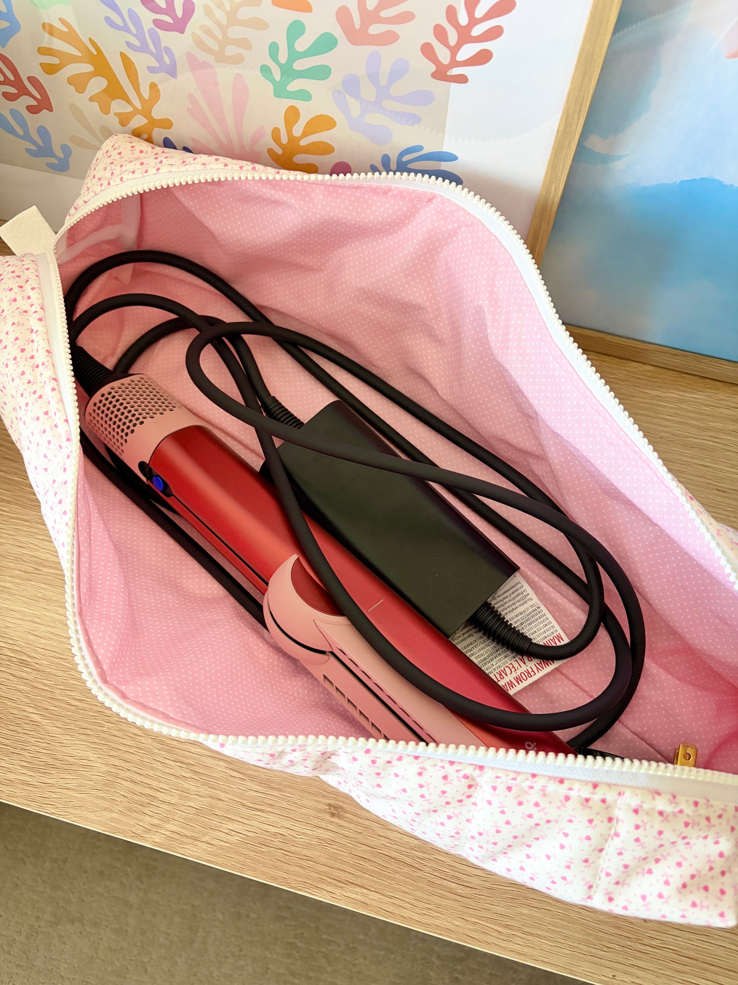 Tiny Pink Hearts Large Hair Tools Bag