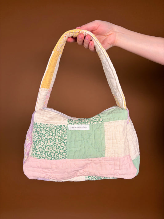 Purple & Ivory Upcycled Shoulder Bag *limited-edition*