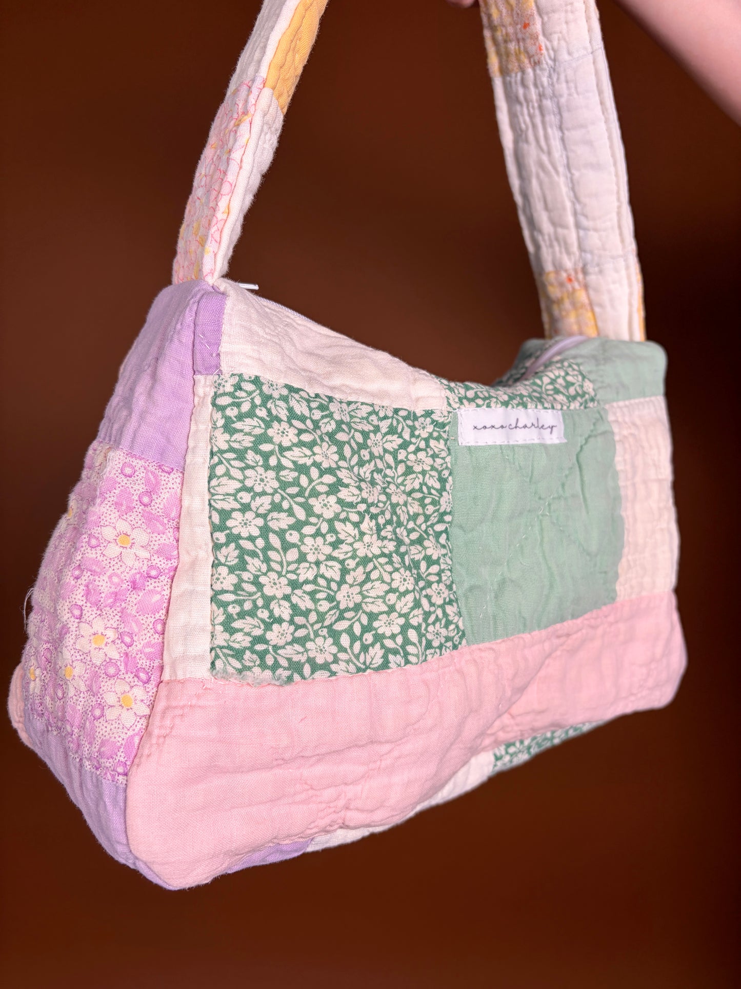 Purple & Ivory Upcycled Shoulder Bag *limited-edition*