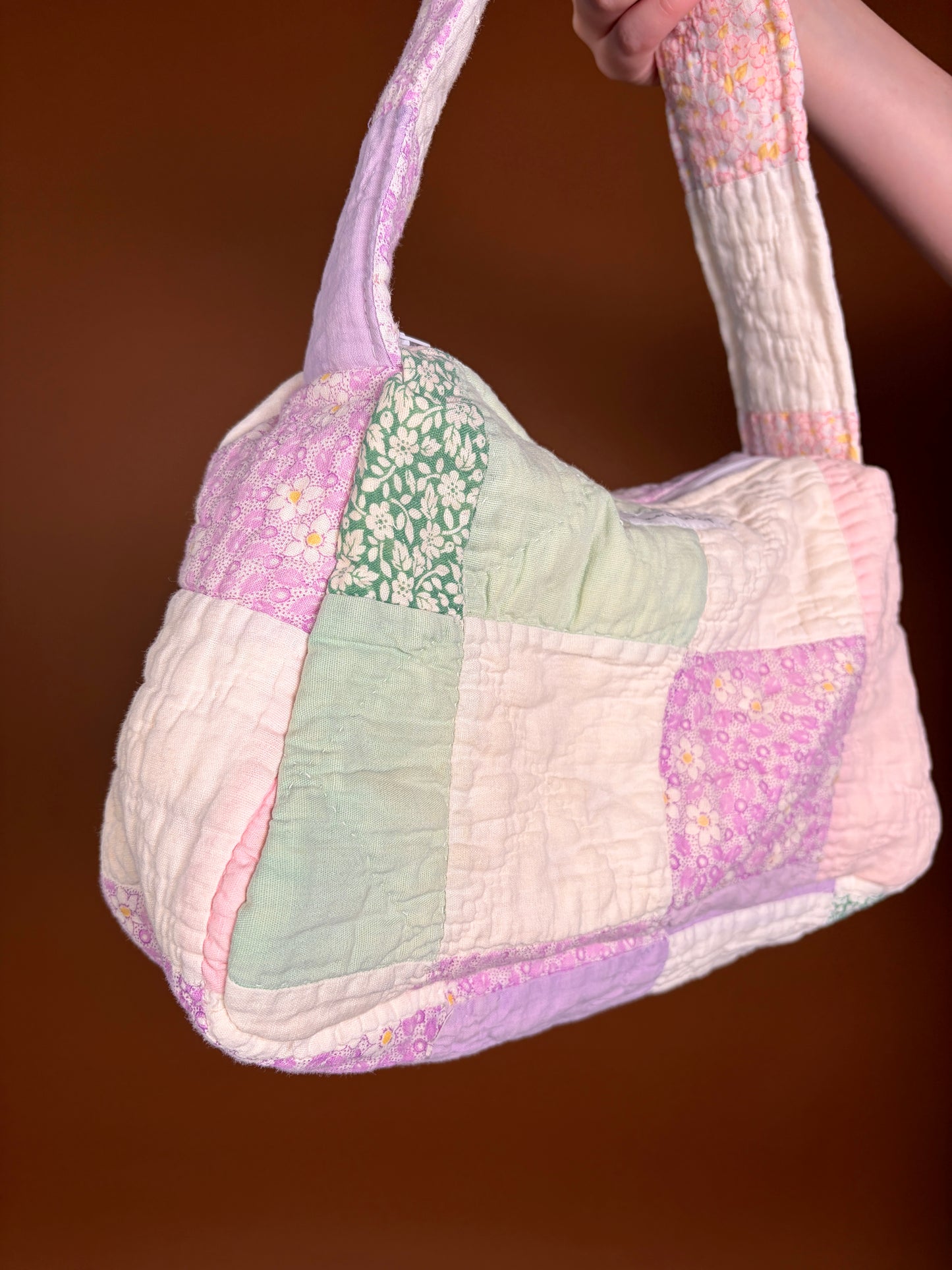 Purple & Ivory Upcycled Shoulder Bag *limited-edition*