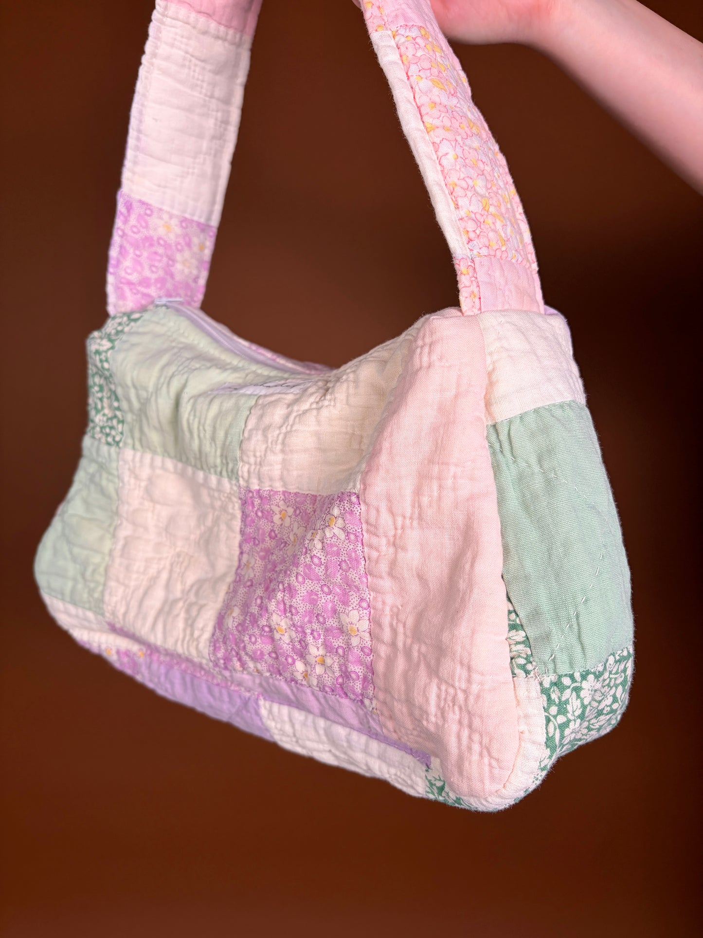 Purple & Ivory Upcycled Shoulder Bag *limited-edition*