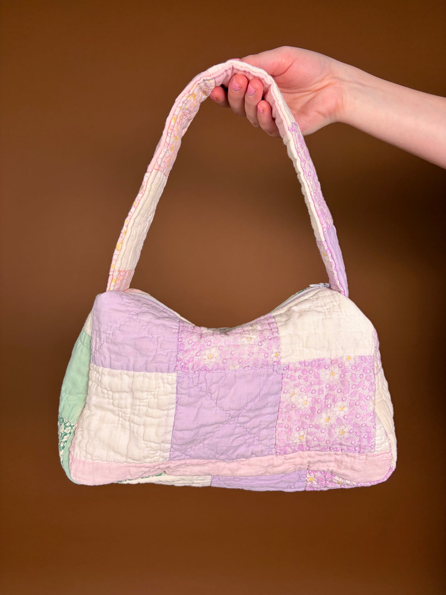 Purple & Ivory Upcycled Shoulder Bag *limited-edition*