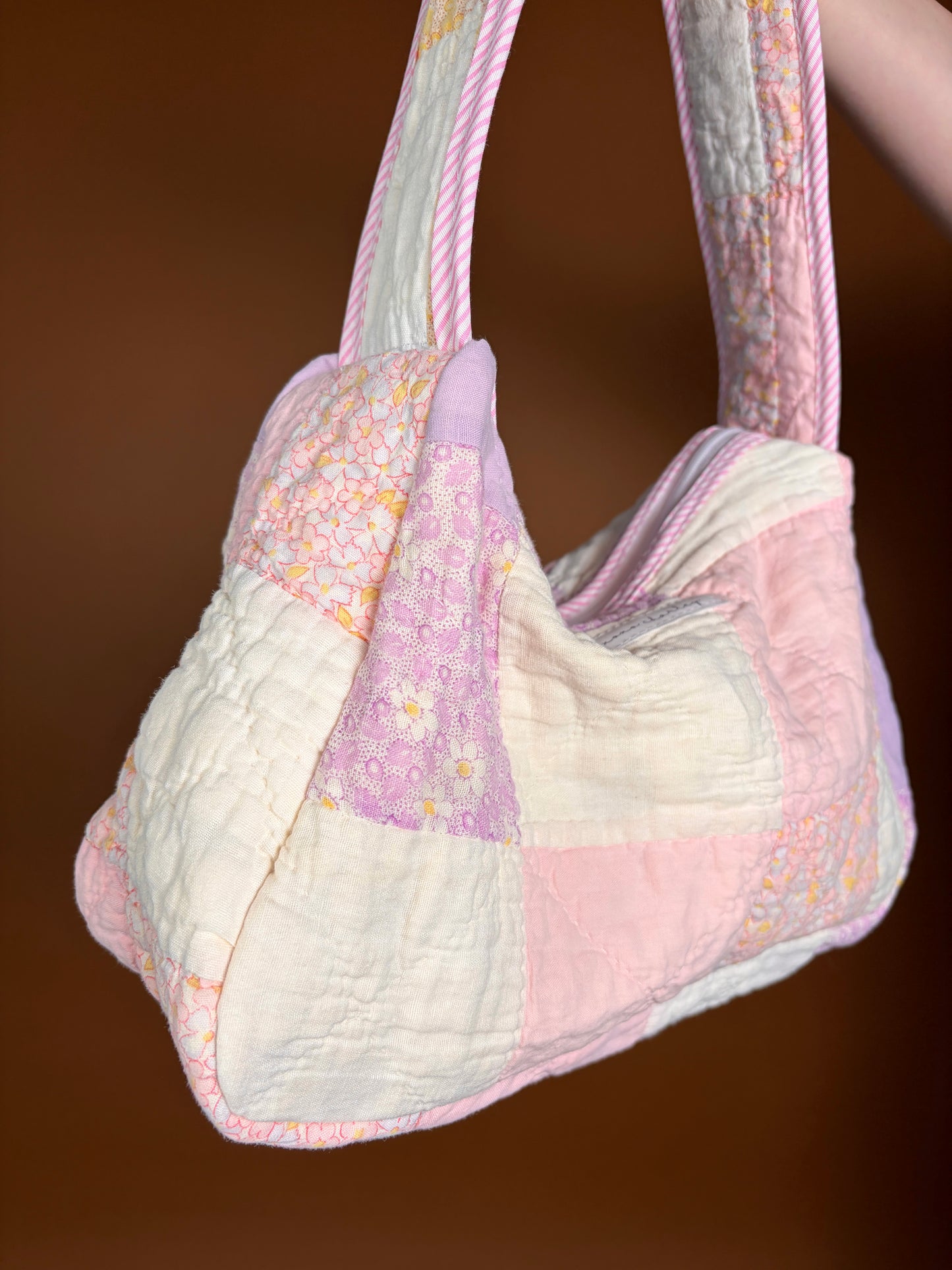 Pink Stripe Upcycled Shoulder Bag *limited-edition*