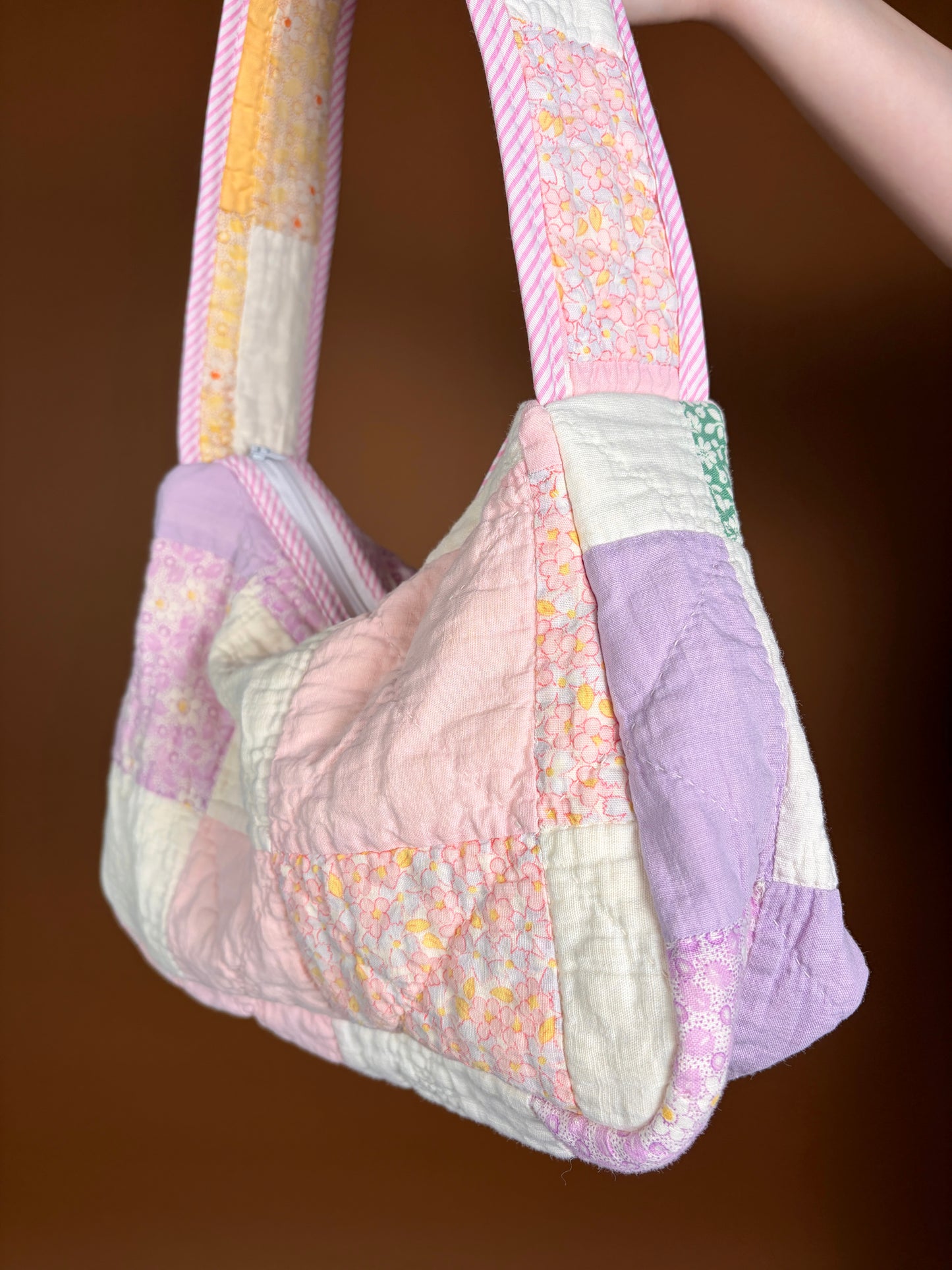 Pink Stripe Upcycled Shoulder Bag *limited-edition*