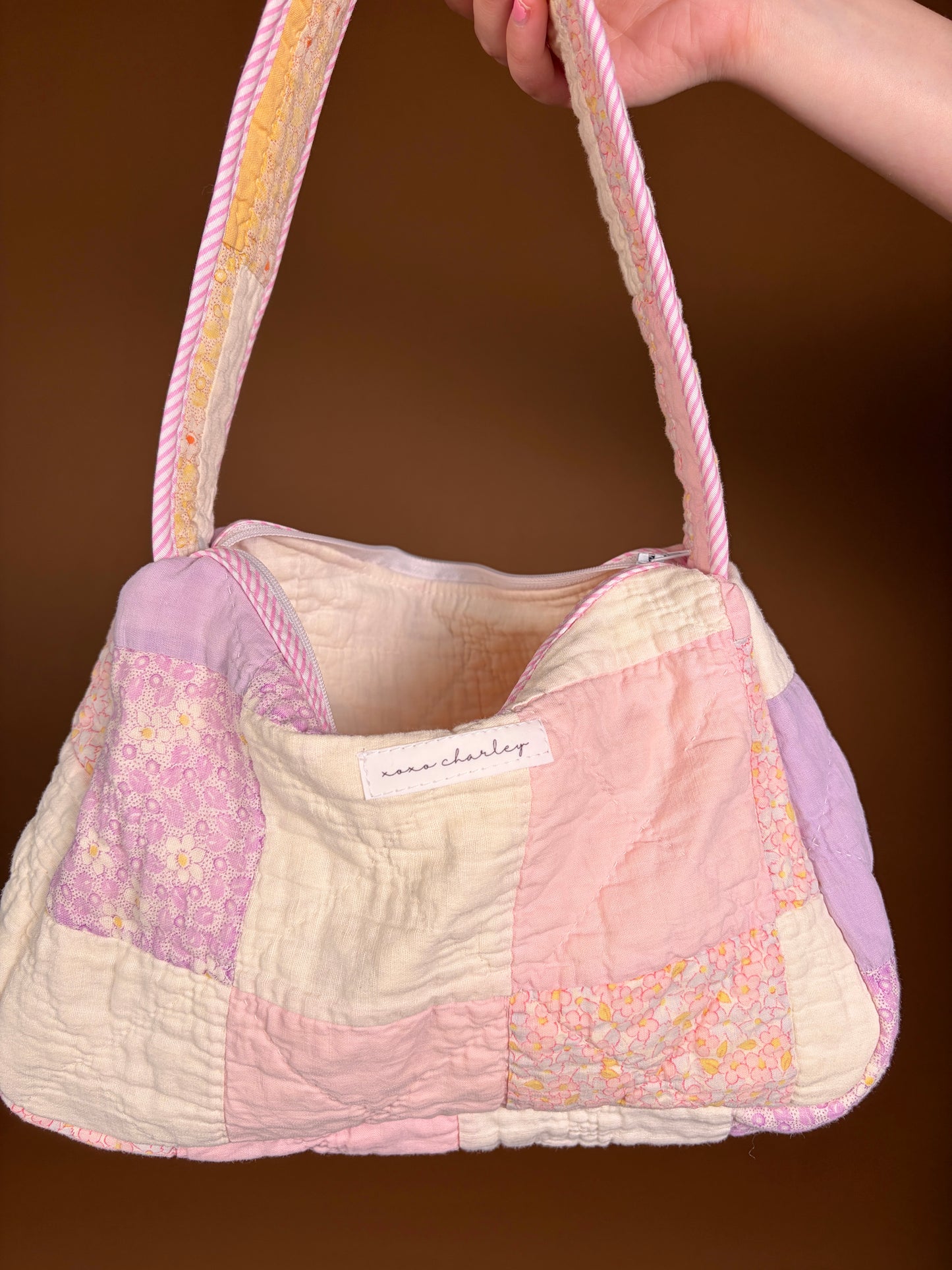 Pink Stripe Upcycled Shoulder Bag *limited-edition*