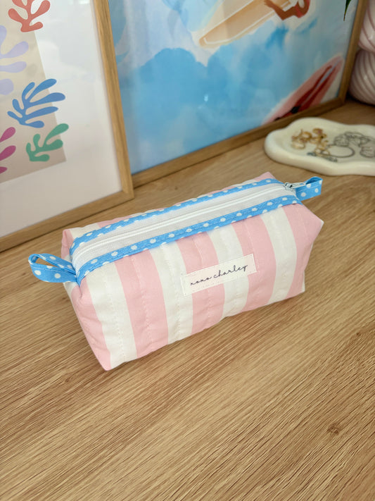 Pink & White Stripe Colorblock Bag - Blue/Flowers