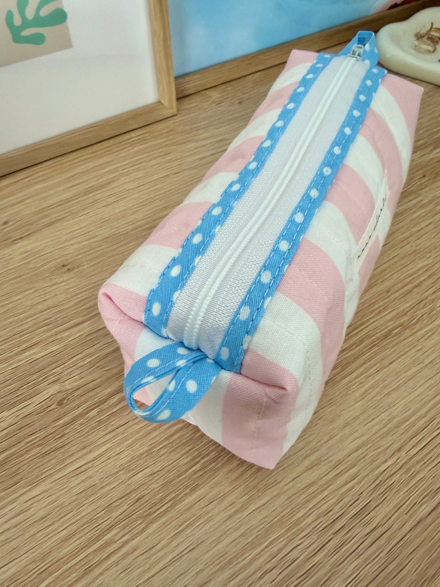 Pink & White Stripe Colorblock Bag - Blue/Flowers
