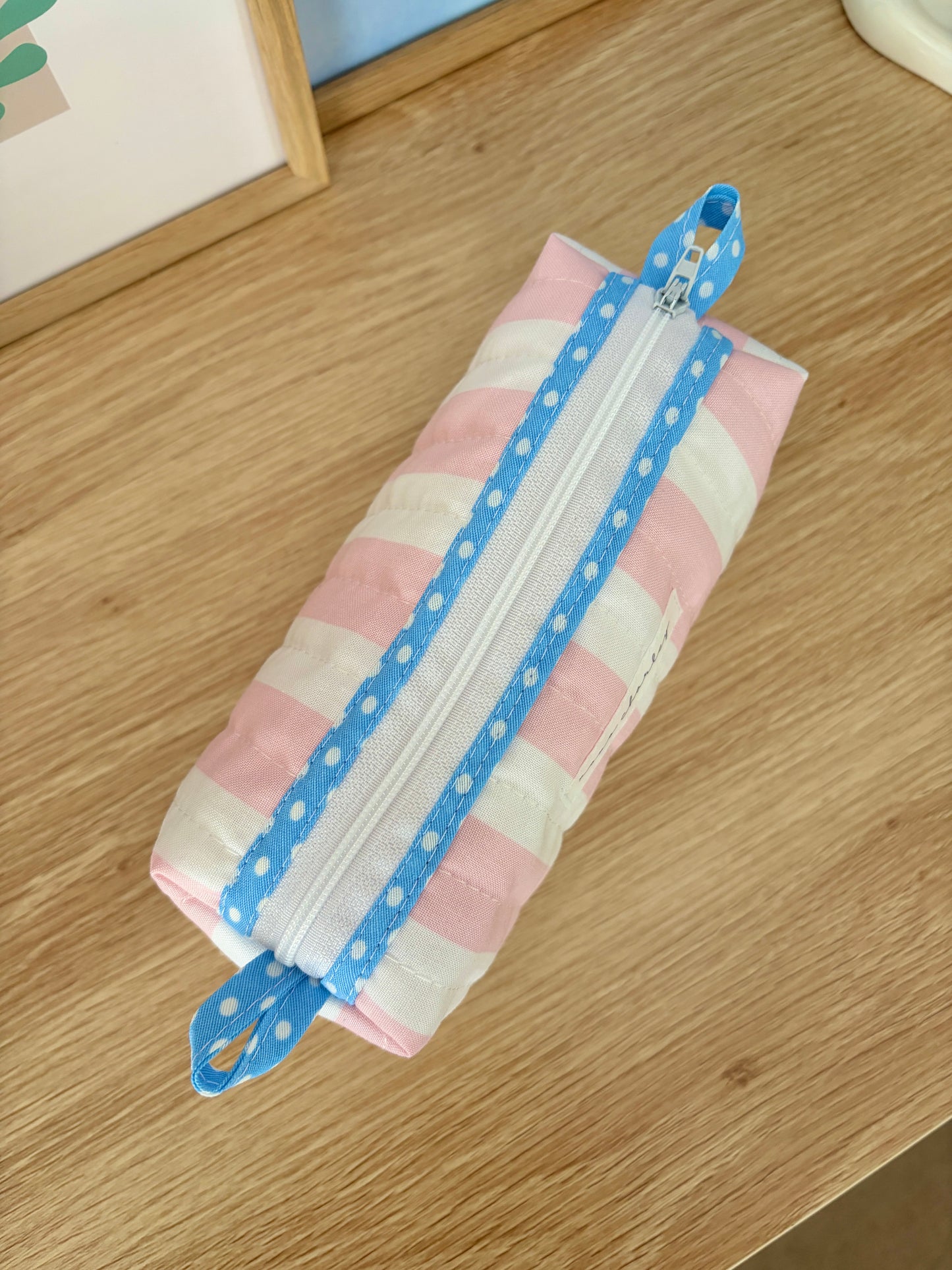 Pink & White Stripe Colorblock Bag - Blue/Flowers